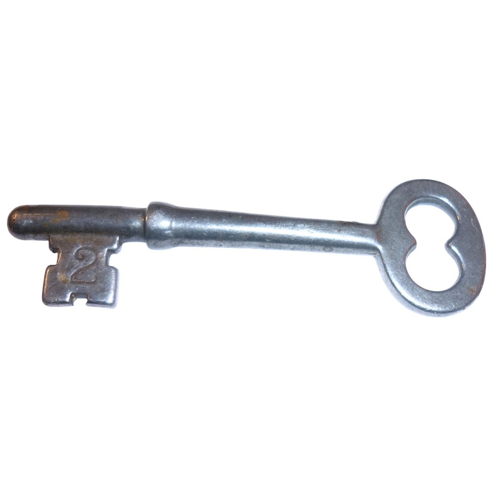 Antique Skeleton Key Number 2 Steel Vintage Barrel Key Silver Tone‎ 2.25 Inch